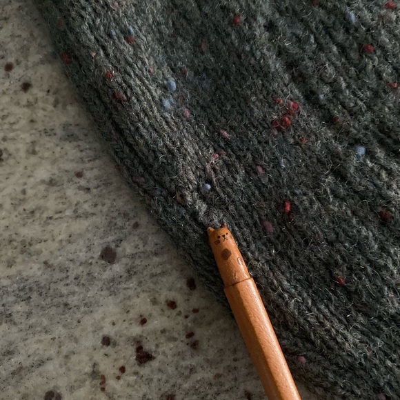 100% shetland wool sleeveless sweater vest vintage green red cable knit ivy prep - Picture 15 of 15